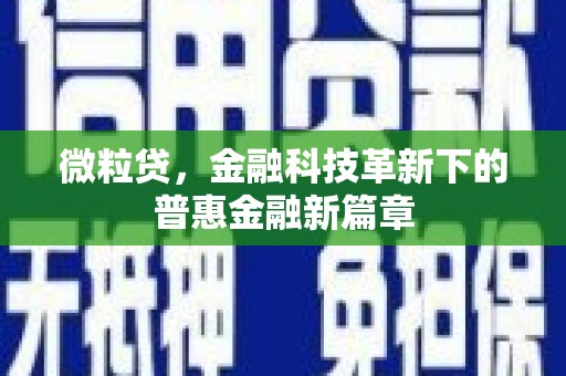 叶县微粒贷，金融科技革新下的普惠金融新篇章