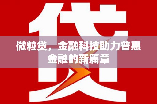叶县微粒贷，金融科技助力普惠金融的新篇章