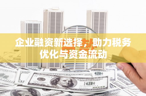 叶县企业融资新选择，助力税务优化与资金流动
