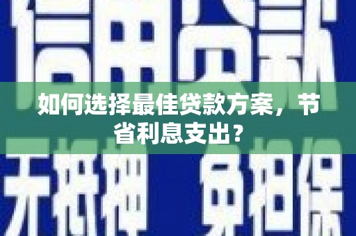 叶县如何选择最佳贷款方案，节省利息支出？
