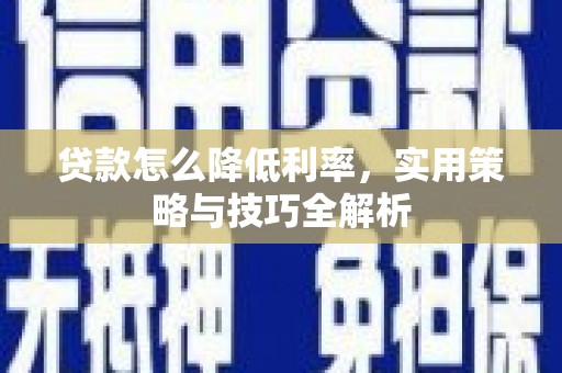 叶县贷款怎么降低利率，实用策略与技巧全解析