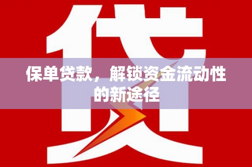 叶县保单贷款，解锁资金流动性的新途径