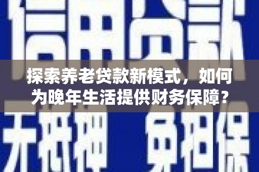 叶县探索养老贷款新模式，如何为晚年生活提供财务保障？