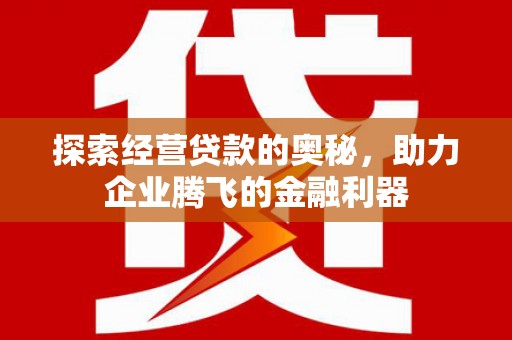 叶县探索经营贷款的奥秘，助力企业腾飞的金融利器
