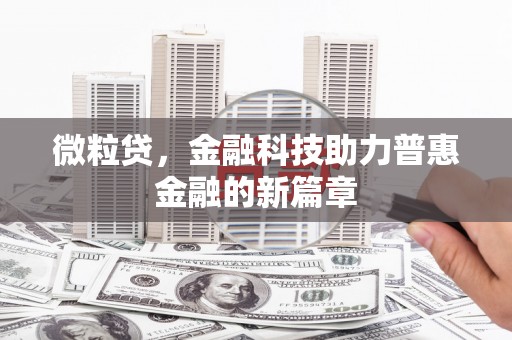 叶县微粒贷，金融科技助力普惠金融的新篇章